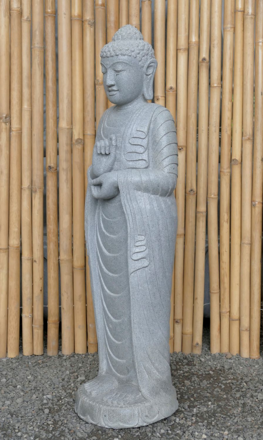  Product image 7 of the product “Standing Buddha made of Riverstone in Dharmachakra position - gesture of wheel of the teaching of Dharma. About 122cm height ”
